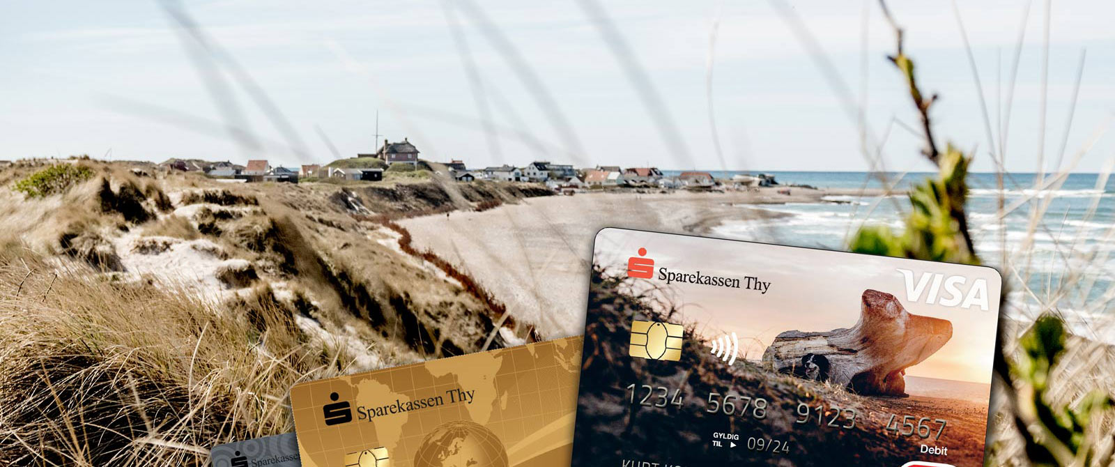 Betalingskort fra Sparkassen Thy foran havet