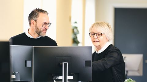 To mennesker arbejder foran en computer