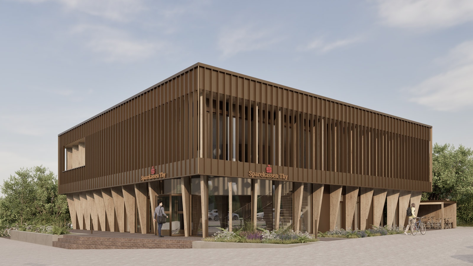 Visualisering af Sparekassen Thys nye domicil i Struer
