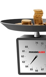 Vægt med mønter viser din pensionsalder
